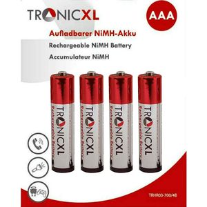 TronicXL 4 stuks oplaadbare AAA telefoon accu's 700mAh - batterijen voor de meeste draadloze telefoons, muizen, zaklampen, radio's - oplaadbare vervangende telefoonaccu telefoonbatterij - accu batterij 700mAh