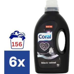 Coral - Vloeibaar Wasmiddel - Black Velvet - Zwarte Was - 6 X 26 wasbeurten - Voordeelverpakking