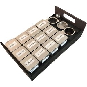 Luxe Theedoos - 12 vaks Thee Opbergbak met Theeblikken en Accessoires