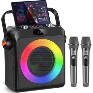 Karaoke set 2 microfoons Karaoke-luidspreker Bluetooth-microfoon DJ-lichten volwassenen kinderen professionele draagbare karaoke feestjes thuis buitenshuis