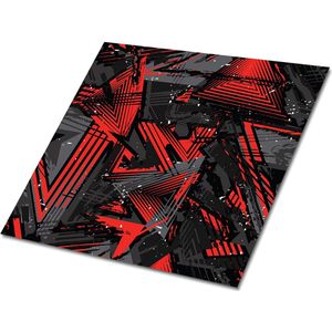 Tulup PVC Tegels - Modern Patroon Vinyl Tegels - 30 cm x 30 cm - Rood Zelfklevende Vinyltegels - Set van 9 - Zelfklevende PVC Tegels - Geometrisch Plaktegels - Vloer Tegels PVC - Plaktegels keuken en Badkamer