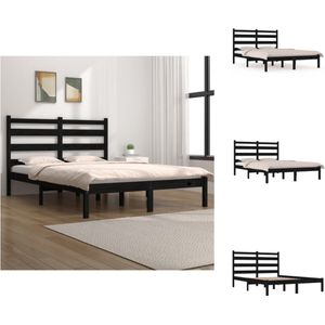 vidaXL Houten Bedframe - Klassiek - 140x200 cm - Zwart - Massief grenenhout - Bed