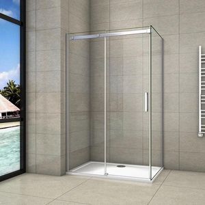 Schuifbare douchecabine met zijwand, 8mm helder antikalk NANO glas, 120cm(breedte)x70cm(zijwand)x195cm(hoogte)