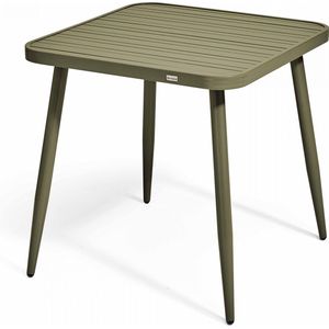 Oviala - Vierkante tuin tafel van kaki groen aluminium