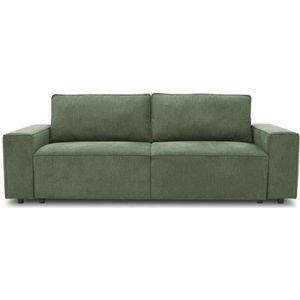 JOSH 3-zits slaapbank - Loft Olive stof - Opbergdoos - L 239 x D 117 x H 65 cm