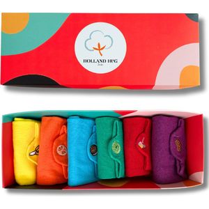 Holland Hug - Heren Dames Sokken - 6 Paar - Geborduurd Sneakersokken - Happy Socks