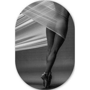Vrouw - Ballet - Dans - Lichaam Kunststof plaat (5mm dik) - Ovale spiegel vorm op kunststof