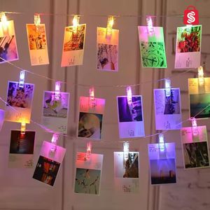 RGB LED Fotoketting | 20 Wasknijpers met lichtjes | Polaroid ophangen | lichtsnoer| Fotohouder met knijper | RGB | Foto slinger | Fotoslinger | fairy Lights | Fotoclip | Kaarthouder | Sfeer verlichitng | Foto ophangen USB 5m