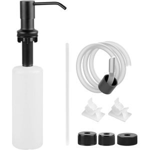 Keuken spoelbak zeepdispenser, afwasmiddeldispenser met 1 m siliconen slang, 500 ml plastic fles, 4 universele sluitingen, 2 snappen, zeepdispenser, inbouw keuken voor keuken, badkamer,