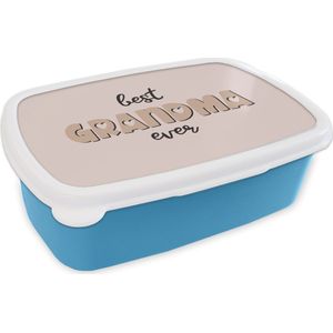 Broodtrommel Blauw - Lunchbox - Brooddoos - Oma - Quotes - Spreuken - Best grandma ever - 18x12x6 cm - Kinderen - Jongen