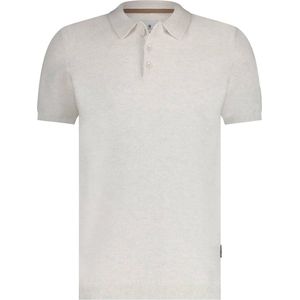 State of Art - Knitted Polo Greige - Modern-fit - Heren Poloshirt Maat XXL