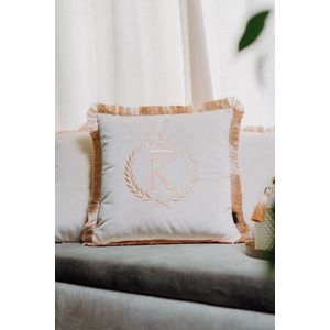 Embroidered pillow / personalised pillow / monogram pillow / decorative cushion 40x 40 beige velvet letter K
