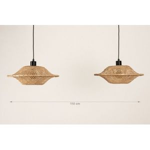 Lumidora Hanglamp 31243 - BAMBOO - 2 Lichts - E27 - Zwart - Bruin - Naturel - Metaal