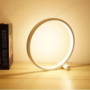 Minimalistische moderne tafellamp - Tafellamp slaapkamer - Display lamp - Ronde lamp - Bureaulamp led - 25 cm hoog - Wit - Warm wit licht