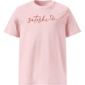 Satoshi Love - Bitcoin T-shirt - Unisex - 100% Biologisch Katoen - Kleur Roze - Maat M | Bitcoin cadeau| Crypto cadeau| Bitcoin T-shirt| Crypto T-shirt| Crypto Shirt| Bitcoin Shirt| Bitcoin Merch| Crypto Merch| Bitcoin Kleding