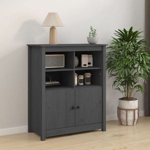 The Living Store Dressoir Landelijke Stijl - 83 x 41.5 x 100 cm - Massief Grenenhout - Grijs