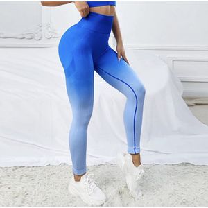 GymLegging - DUOCOLOUR - Maat L - Blauw - Gymlegging - Fitness legging - Sportlegging - Yogalegging