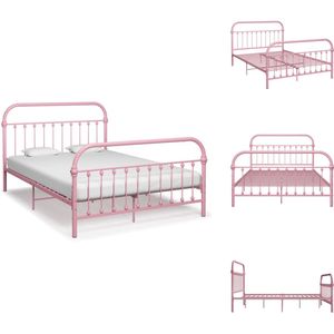 vidaXL Bedframe - Bedframes - Tweepersoonsbed - Tweepersoonsbedden - Bedframe metaal roze 120x200 cm