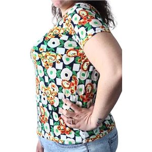 Damesblouse - korte mouwen - zomer - bloemmotief - Maat XL