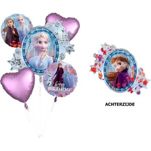 Amscan – Disney Frozen – Ballon set - Happy Birthday – 5-Delig – Helium ballon – Folieballon – Versiering - Kinderfeest.