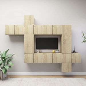 The Living Store Hangende TV-meubelset - Spaanplaat - Sonoma eiken - TV-kasten - 30.5 x 30 x 30 cm/60 x 30 x 30 cm/30.5 x 30 x 60 cm/30.5 x 30 x 90 cm (B x D x H)