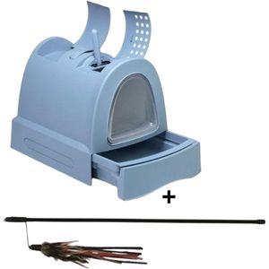 Combideal - Imac Kattenbak Zuma Blauw + Trixie Stevige Kattenhengel (40 CM)