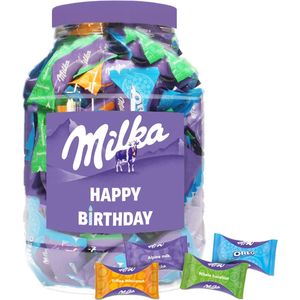 Milka Moments chocolademix ""Happy Birthday"" - chocolade verjaardagscadeau - chocolade met hazelnoot, Alpenmelkchocolade, Oreo en toffee - 1000g