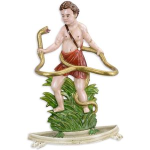 Vintage gietijzeren Hercules en Slang Paraplustandaard – Klassieke en robuuste parapluhouder voor binnen, exclusief design