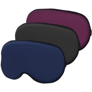 Hochoek Zijden Slaapmasker Oogmasker Oogschaduw - 100% zijdezacht slaapmasker met verstelbare riem (zwart + donkerblauw + paars)