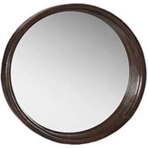 Spiegel - wandspiegel - ronde spiegel - walnoot hout - dikke rand - by Mooss - rond 45cm