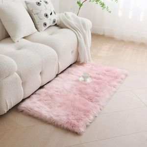 Tapijt van imitatiebont, zacht pluizig tapijt, shaggy tapijten, vloertapijt voor slaapkamers woonkamer huisdecoratie, roze/160 x 230 cm