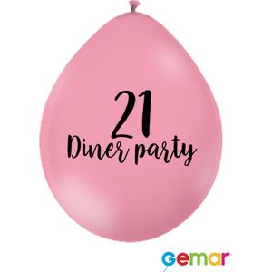 Ballonnen 21 Diner Pink met opdruk Zwart (lucht)