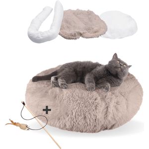 AdomniaGoods - Stevige hondenmand - Luxe kattenmand - Antislip kattenkussen - Afneembare hoes - Goed gevuld - Stevig strak design! - Bruin 70cm