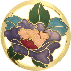 Behave® Dames broche rond met bloem paars en goud-kleur