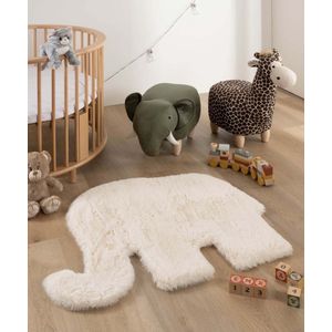 Kindervloerkleed Olifant - Fluffy crème 80x100 cm