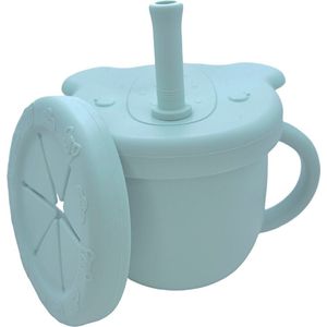 Pure Luv Drinkbeker - Sip & Snack 3-in-1 Beker Blauw - drinkbeker met rietje baby - peuter - snackbeker - valbestendig - BPA Vrij