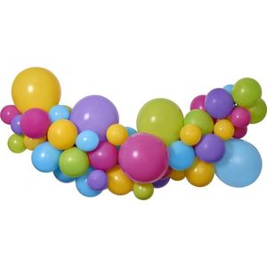 Gemar - Ballonnenboog Kleurrijk - 2 meter - Kinder Verjaardag Versiering - Feest Decoratie -Ballonnen - carnaval- Ballonnenboog Verjaardag 65 stuks - Helium Ballonnen -