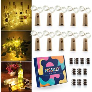 Fissaly 10 Stuks Led Kurk Flesverlichting Decoratie incl. Batterijen – Feestverlichting & Sfeerlampen - Bottle light Verlichting - Inclusief 60 batterijen