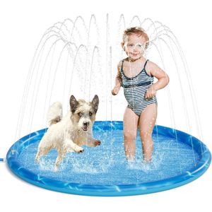 Splash Pad 100cm Sprinkler Water Speelmat voor Kinderen en Honden - Antislip Zomer Speelgoed voor Buiten - Baby Party Sprinklerzwembad