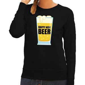 Oud en nieuw sweater/ trui Happy new year zwart dames - Nieuwjaarsborrel kleding XS