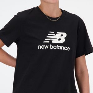 New Balance Jersey Stacked Logo T-Shirt Dames T-shirt - Zwart