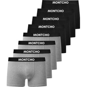 MONTCHO - Essence Series - Boxershort Heren - Onderbroeken heren - Boxershorts - Heren ondergoed - 8 Pack (4 Zwart - 4 Grijs) - Heren - Maat M
