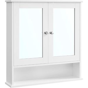 Goodivery ® - Badkamer spiegelkast - Spiegelkast - spiegel met opbergruimte van hout - 56 x 58 x 13 cm - Wit