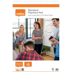 Nobo Standaard Flipoverblok - 65x95cm - Dubbelzijdig geruit/blanco papier (50 vel) - Op rol