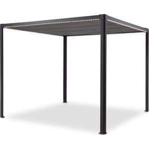 Blumfeldt Pantheon RemoteShade Ambient paviljoen - Led verlicht dak- Geomotoriseerd verstelbaar dak - Elegant Design - Simpel - Weerbestendig - Moeiteloos - Polyester - Zwart