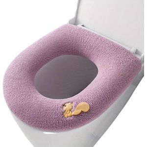 Nivard Wc Bril Hoes - Toiletbril Cover - Toiletbril - Wc Deksel - Wasbaar - Verwarmde Wc Bril - (Niet Elektrisch) - Zacht - Eekhoorn - Roze