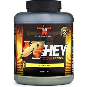 M Double You - 100% Whey Protein (Banana - 2250 gram) - Eiwitshake - Eiwitpoeder - Eiwitten - Proteine poeder - 90 shakes