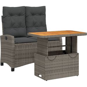 vidaXL - 2-delige - Tuinset - met - kussens - poly - rattan - grijs