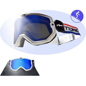 TORC ® Americana Motorbril - Anti-Fog & Krasbestendige Lens - Inclusief Microfiber Hoesje – Anti Slip Band -Ook Geschikt voor Snowboarden - Licht Flexibel Frame met 3-Laags Foam Voering - Extra Heldere Lens Inbegrepen.