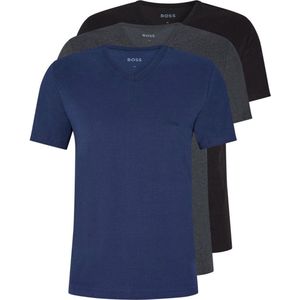 HUGO BOSS Classic T-shirts regular fit (3-pack) - heren T-shirts V-hals - navy - grijs - zwart - Maat: XXL